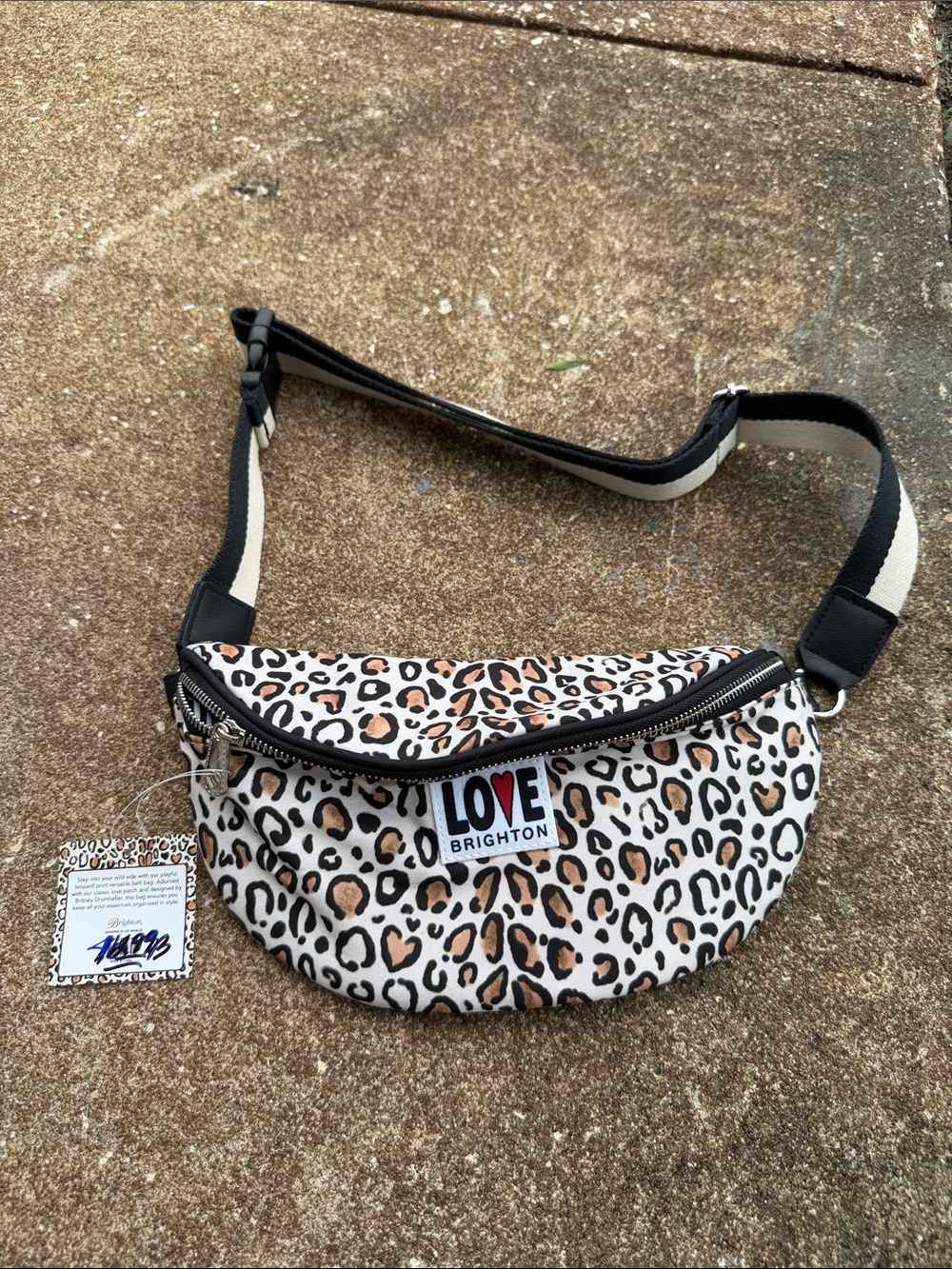 Brighton Leopard Print Love Belt Bag - Cream, Tan & Black. NEW